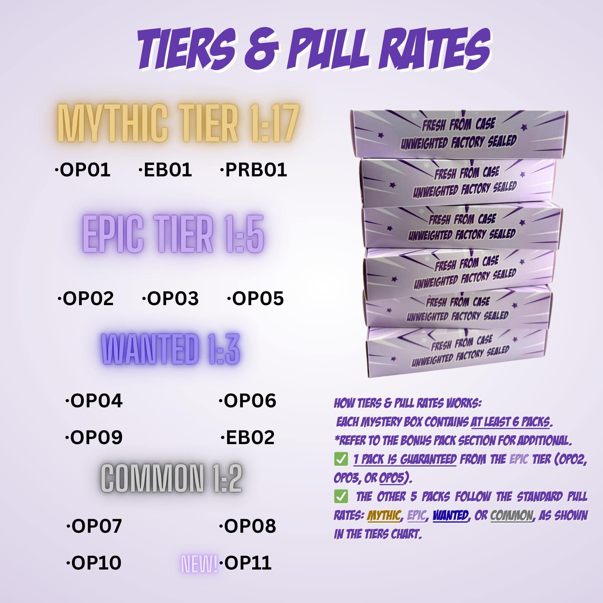 One Piece Cards Mystery Pack Bundle | 6+ English Booster Packs | Custom  Promo Card | Guaranteed 1 Rare Pack