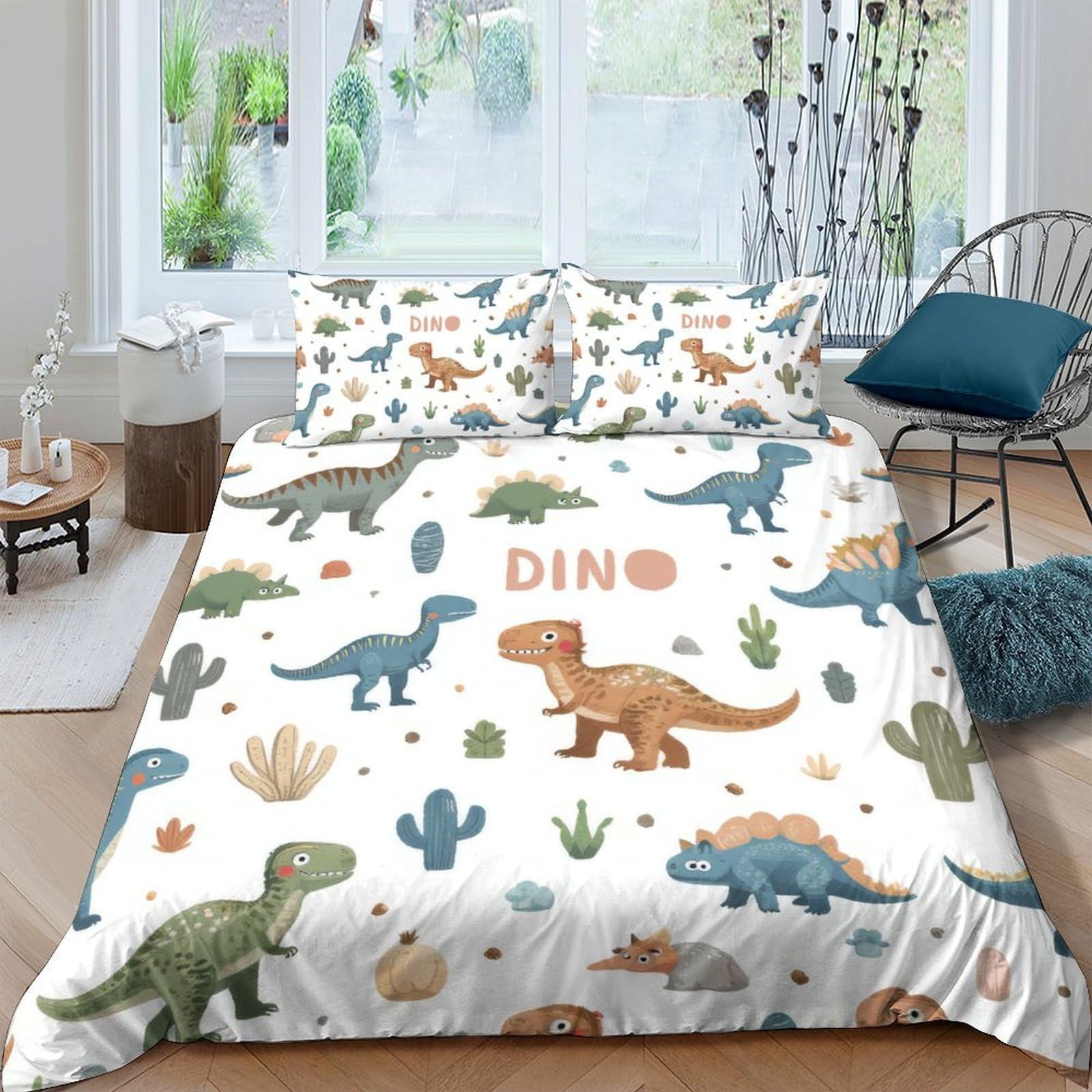 Ctjqhvkz Style-5 3D Printed Dinosaur Forest Fitted Sheet Microfiber Soft Breathable Jurassic Bed Cover For Bedroom Dorm Decor Single（135X200cm）