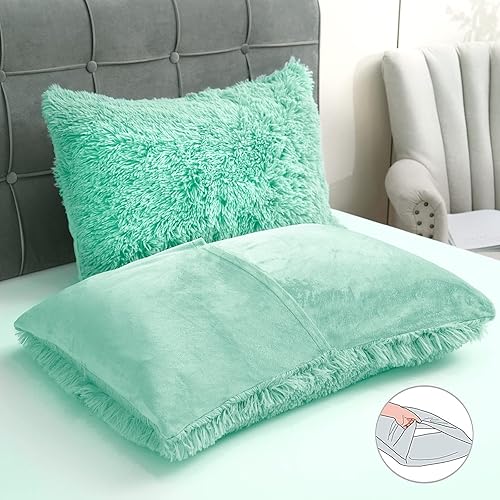 Miniatura 4 de Juego de Funda de Edredón de Felpa Esponjosa Tamaño Queen, Juegos de Cama de Funda de Edredón Difusa de Terciopelo Ultra Suave de Lujo 4 Piezas (1