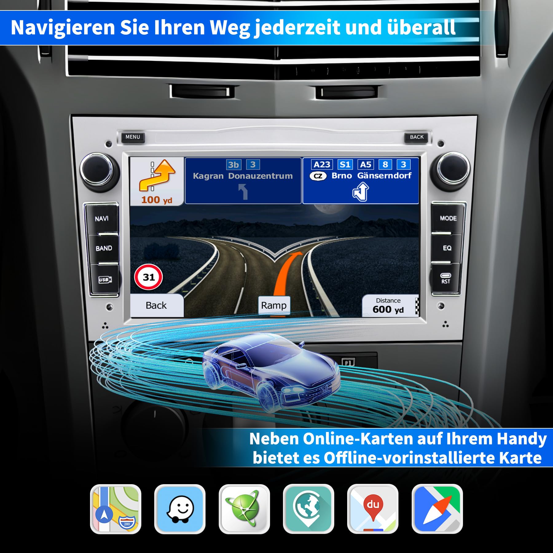Autoradio pour Opel Astra Corsa Zafira, système Android 13 2G+32G avec Navigation GPS CarPlay Android Auto WLAN Bluetooth MirrorLink, écran Tactile 7 Pouces Radio FM Commande au Volant, Argent