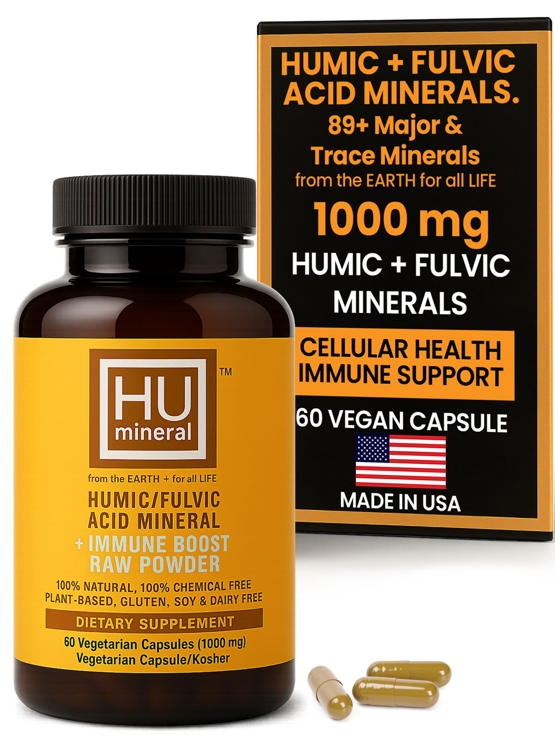 Humic and Fulvic Mineral Immune Boost Raw Powder Mineral Supplement, 60 Count