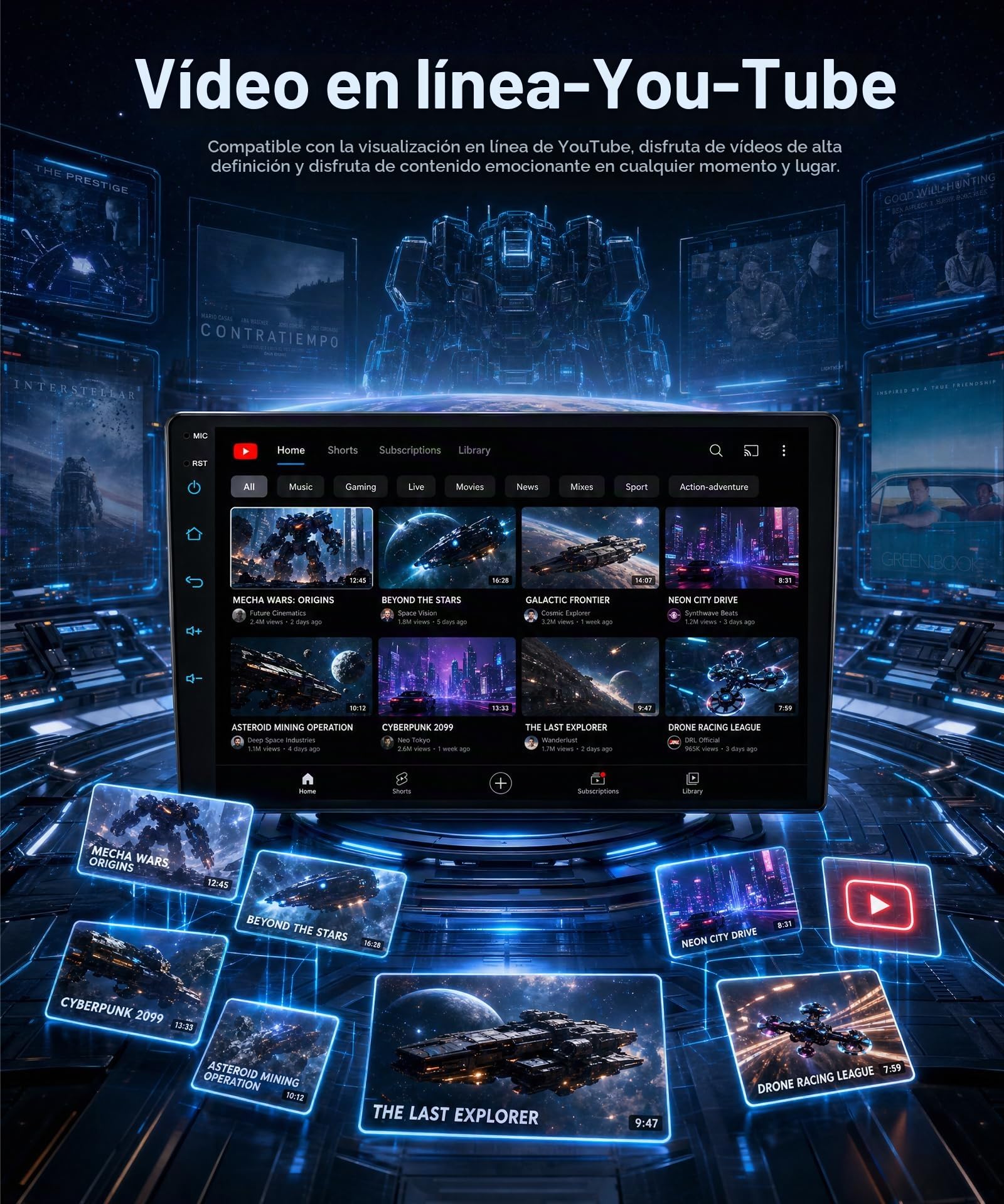 Rimoody Radio de Coche para Toyota Avensis T27 2008-2015 Inalámbrico Carplay Android Auto You-Tube Vi-Link Bluetooth FM/RDS DSP EQ, 9 Pulgadas Pantalla Táctil Radio Mirror Link USB SWC Cámara Trasera
