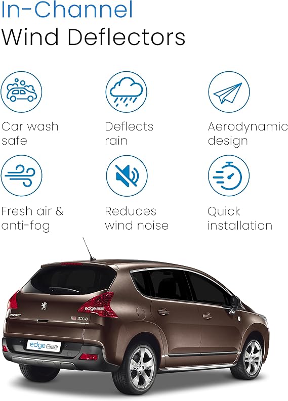 EdgeVisors Wind Deflectors for Peugeot MK1 Door MPV 5 Door MPV 4pc | 4pc Set, In-Channel Rain Guards & Accessories