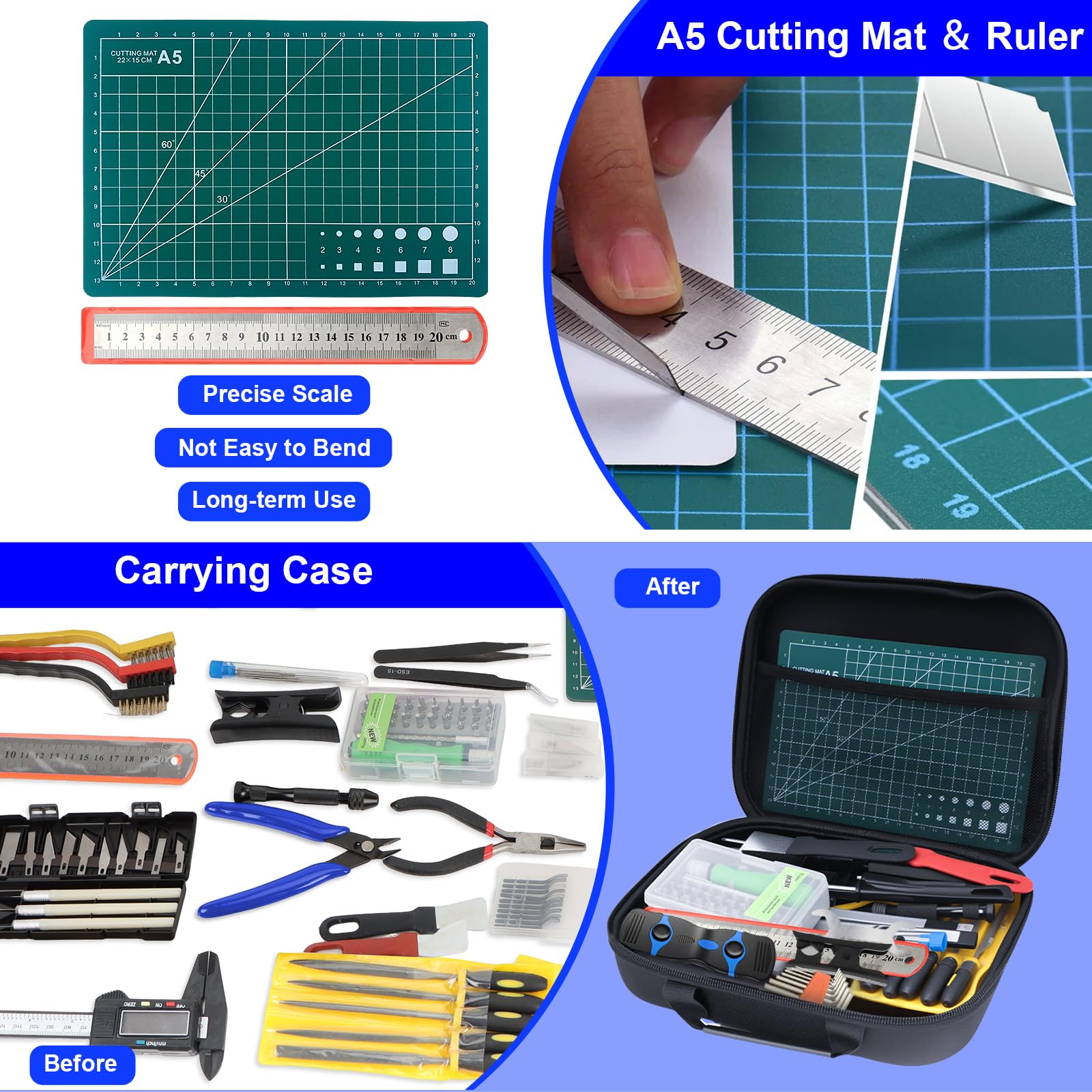Accessori per Stampanti 3D 176 pezzi Kit di Strumenti per Stampante 3D Set di Sbavatura, Set di Pulizia Pinzette Pinze Utensili per la Rifinitura e la Lucidatura Utensili per Stampanti 3D