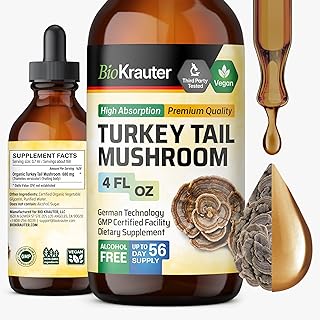 BIO KRAUTER Turkey Tail Mushroom Supplement - Turkey Tail Extract for Immune Support - Vegan, Alcohol & Sugar Free Drops 4 Fl.Oz.