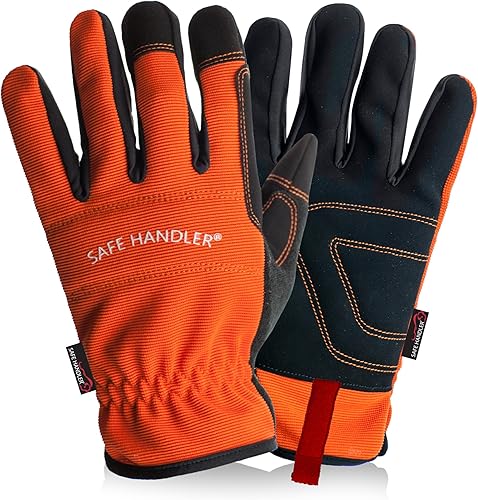 SAFE HANDLER Guantes de alta visibilidad  Alta visibilidad, comodidad transpirable, muñecas ajustadas, palma y nudillos reforzados, LXL, 1 par (2