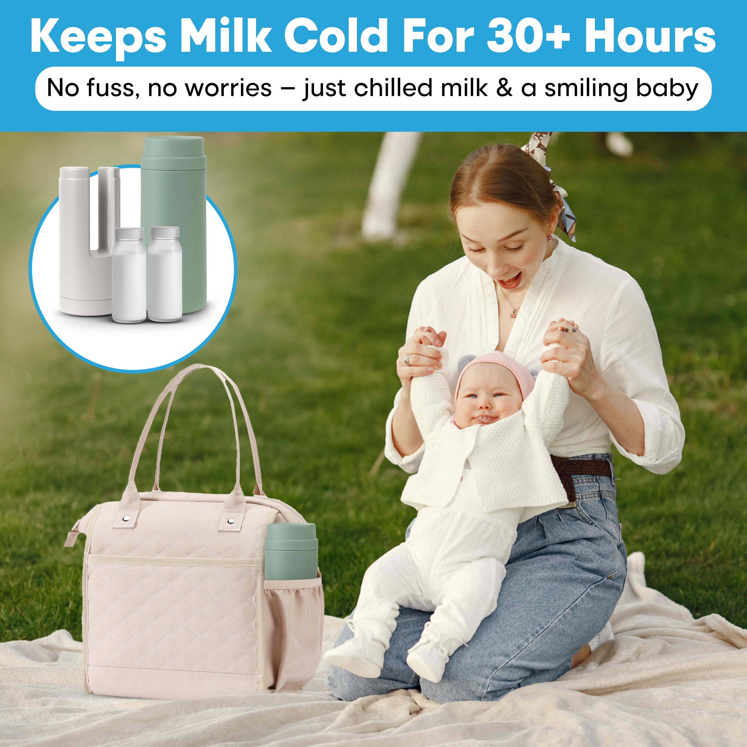 Portable Breast Milk Cooler Bottle, 2 x 150 ml BPA-Free Breastmilk Storage Bottles with Cooling Container - Image 2
