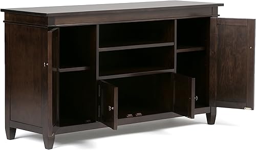 Miniatura 3 de SIMPLIHOME Carlton Solid Wood - Soporte universal para TV de 54 pulgadas de ancho contemporáneo centro de entretenimiento para sala de estar