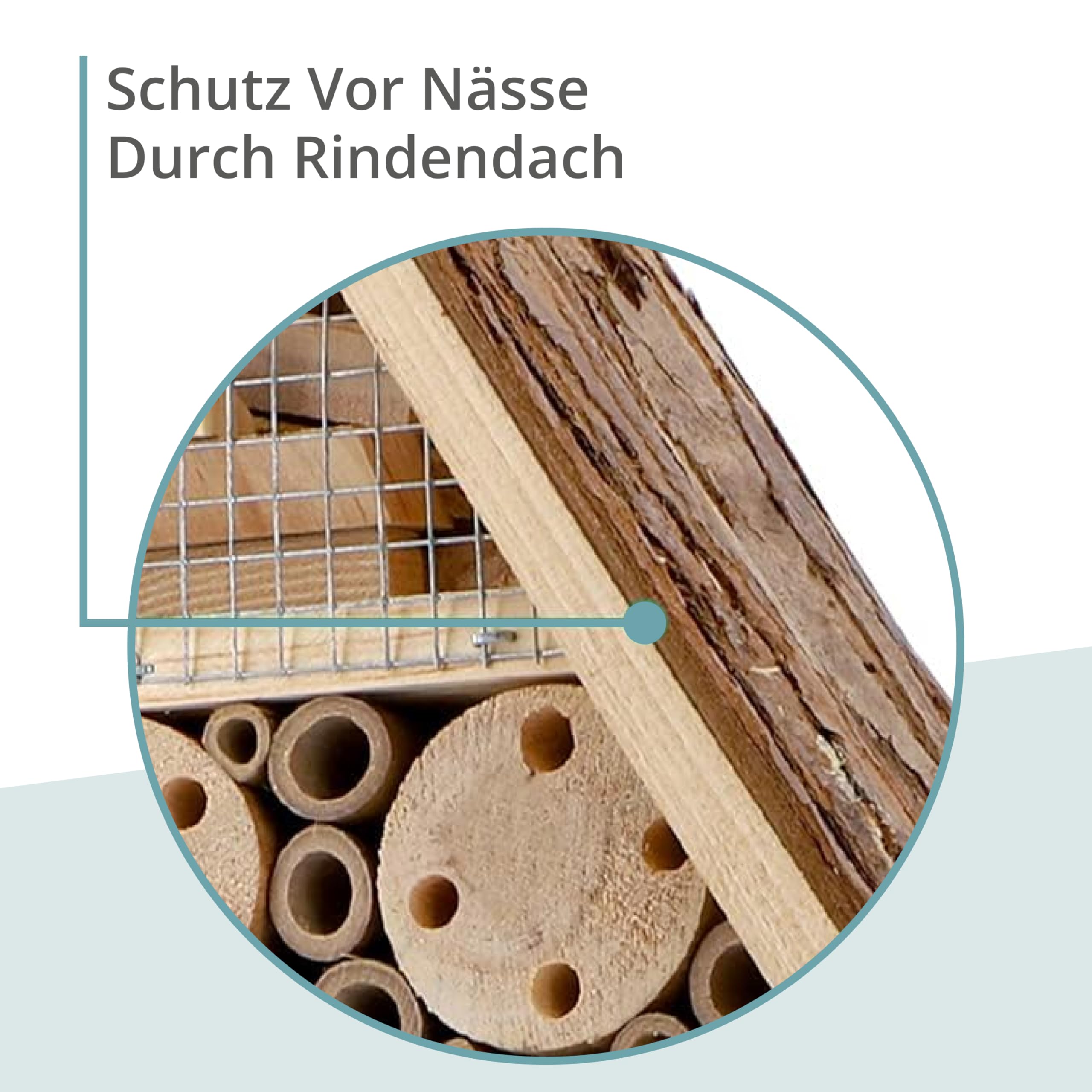 WILDLIFE FRIEND Großes Wildbienenhotel mit Rindendach - Wetterfestes Insektenhotel aus Naturholz zum Aufhängen - Nisthilfe und Bienen Hotel für Garten und Balkon