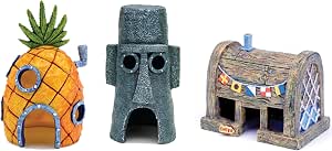 Amazon.com : Penn-Plax Spongebob Squarepants Officially Licensed 3-Piece Aquarium Ornament ...