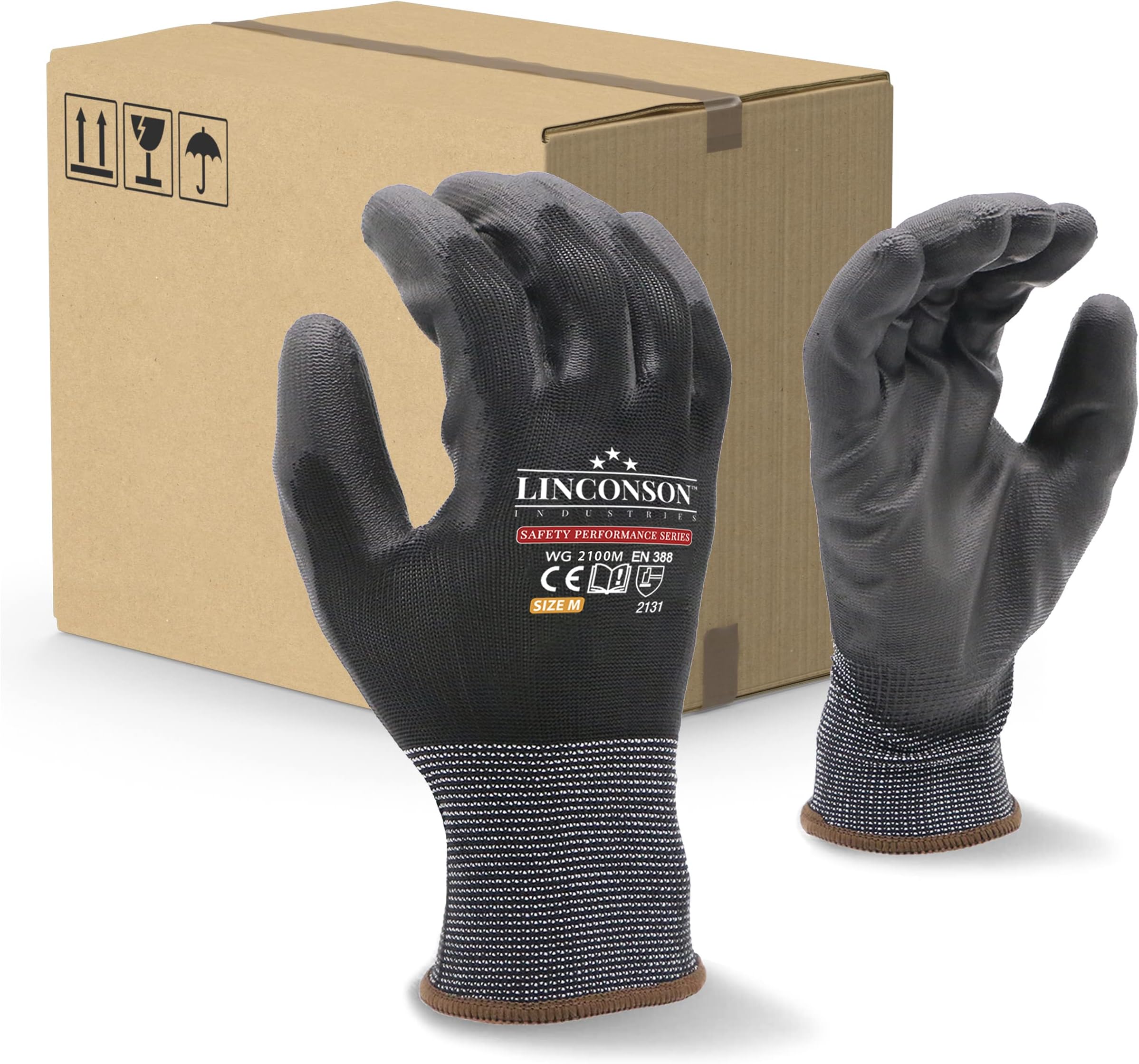linconsonUltimate Grip Thin & Lightweight Construction Mechanic Work Gloves with PU Palm Coating