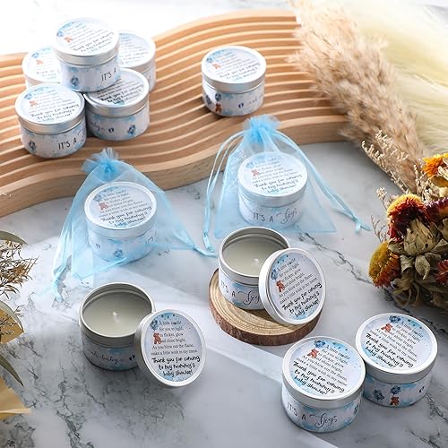 Miniatura 5 de MTLEE 36 juegos de velas rústicas de té con bolsas de organza, 3 velas perfumadas de revelación de género para baby shower, regalos de regreso