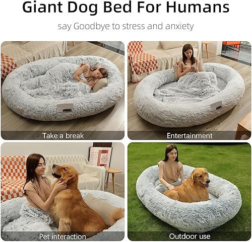 Miniatura 5 de Cama grande para perros de 71 pulgadas de largo x 45 pulgadas de ancho x 12 pulgadas de alto, para perros grandes, cama gigante para perros de