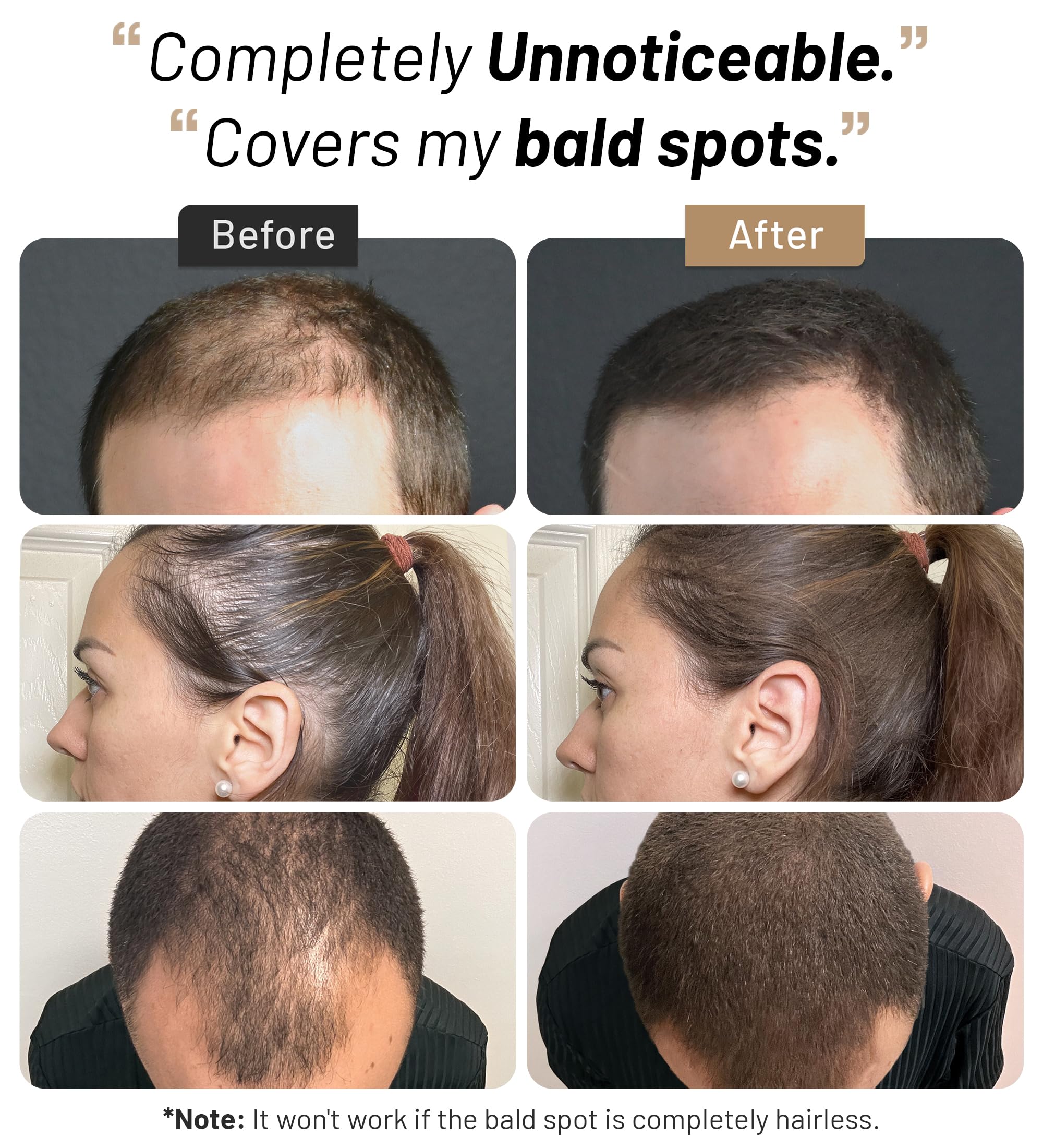 Fibras capilares para hombres y mujeres, rellena el cabello fino o adelgazante, instantáneamente más grueso, cabello de aspecto más completo (30 gramos, negro)