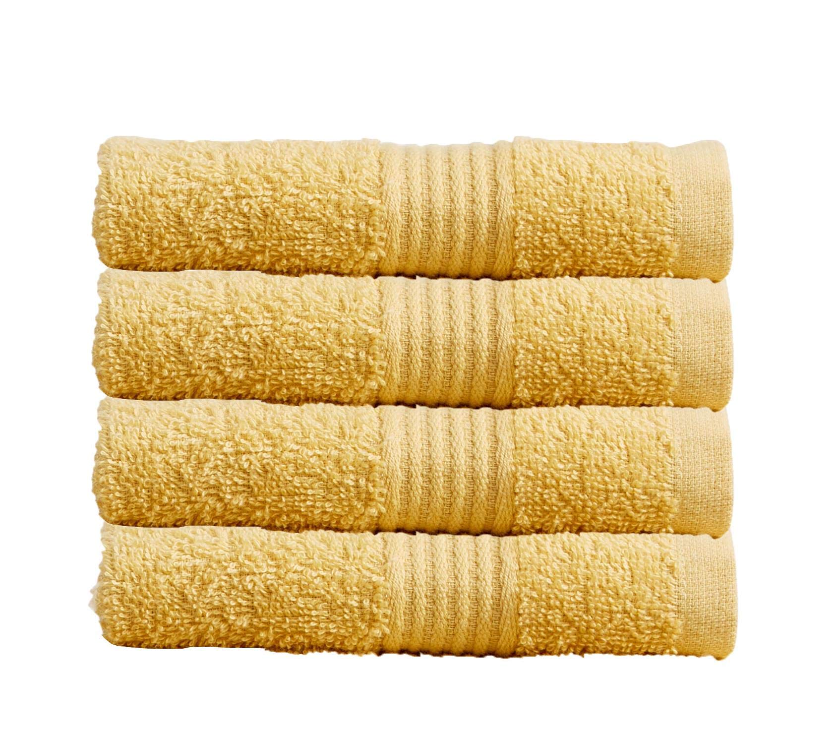 Olivia Rocco Ochre Egyptian Cotton Towels Home Bathroom Towel Set Bale Fade Resistant 500Gsm Home Collection Bales Bath Sets, 4 Washcloths