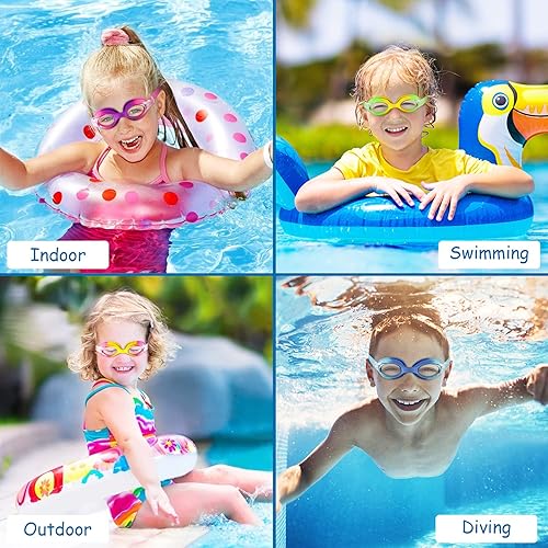 Miniatura 6 de COOLOO Gafas de natación para niños de 3 a 15 años, paquete de 2 gafas de natación para niños con cubierta para la nariz, sin fugas, antiniebla,