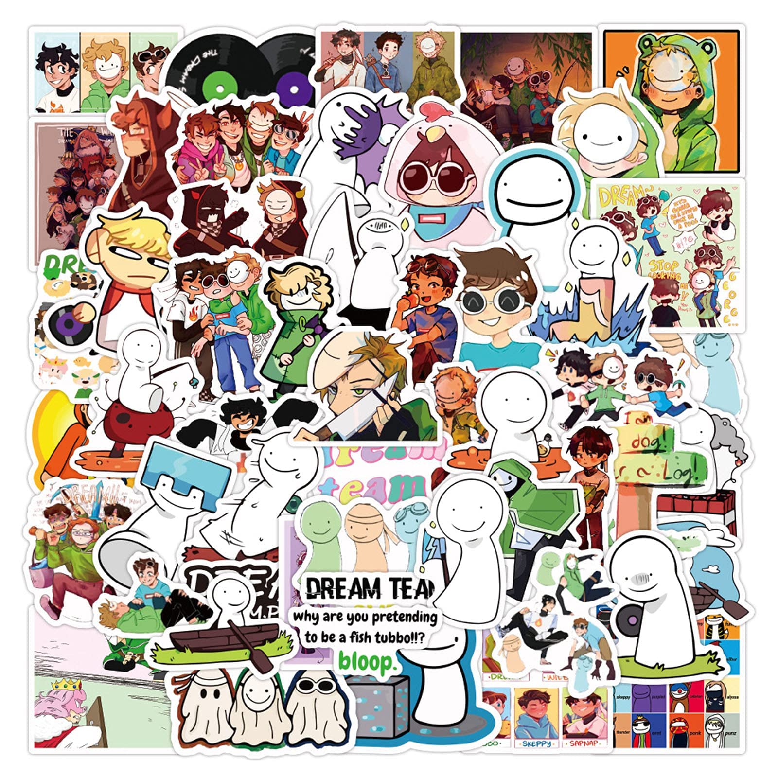 Dream Team SMP Stickers 50pcs, Fun Trendy Waterproof Vinyl Decals for Teens Laptop Water Bottles Cars Phone Skatebord Bike Luggage Travel Case