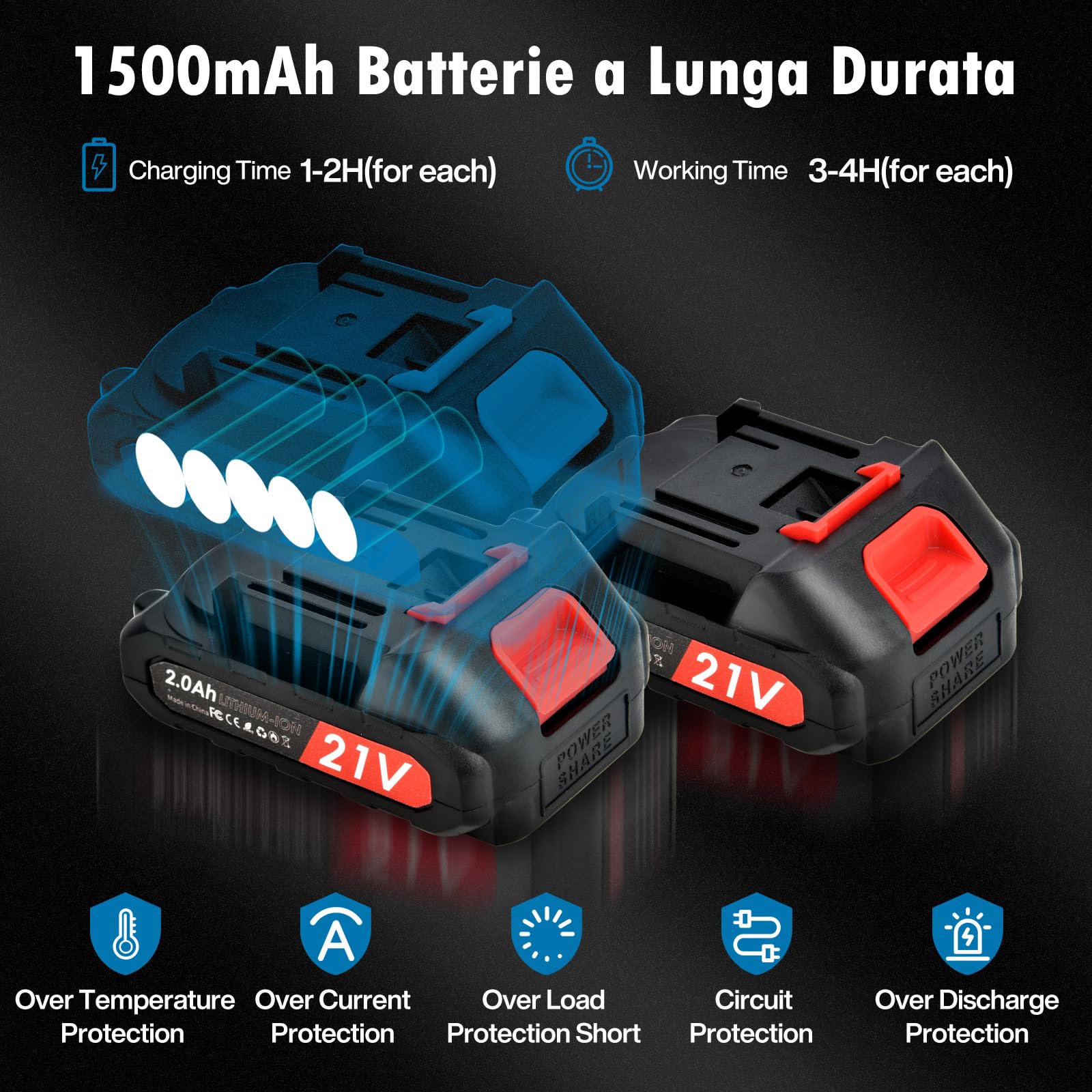 Pistola de clavos con batería, clavadora con 2 baterías de 2000 mAh y 6000 grapas, grapadora eléctrica como dispositivo de fijación de pernos por minuto, incluye 6000 clavos, 2 baterías) para