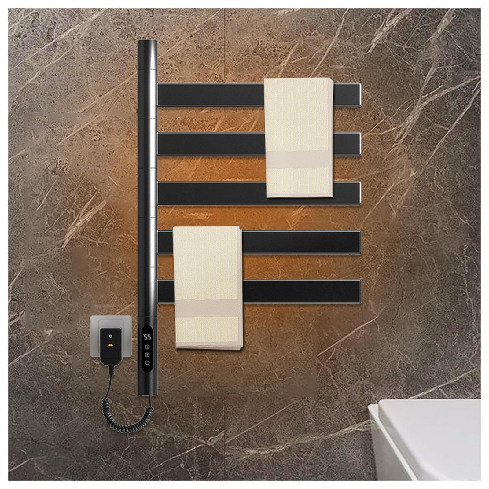 Toalleros calefactables para baño giratorios con control de temperatura constante