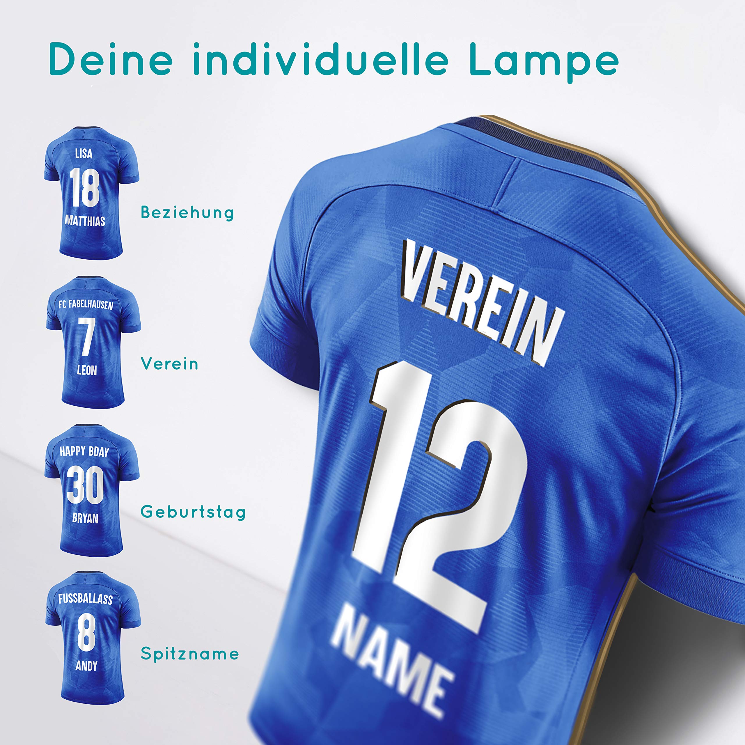 Elbeffekt Trikotlampe für Chelsea Fans aus Holz - personalisierbares Geschenk - schenke dein individuellen Chelsea Fanartikel aus Echtholz