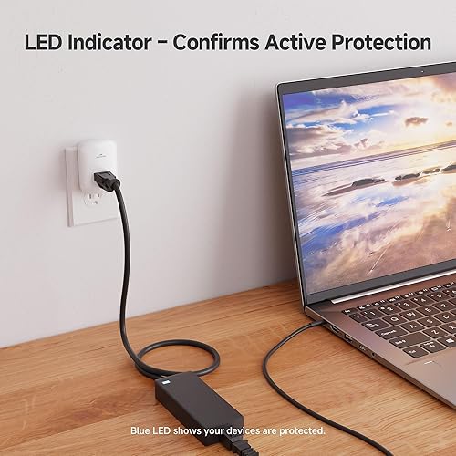 Miniatura 4 de Protección contra sobretensiones Cable Matters de una salida catalogado como ETL de 1350 julios para TV, PC, Xbox, PS5, refrigerador, cinta de