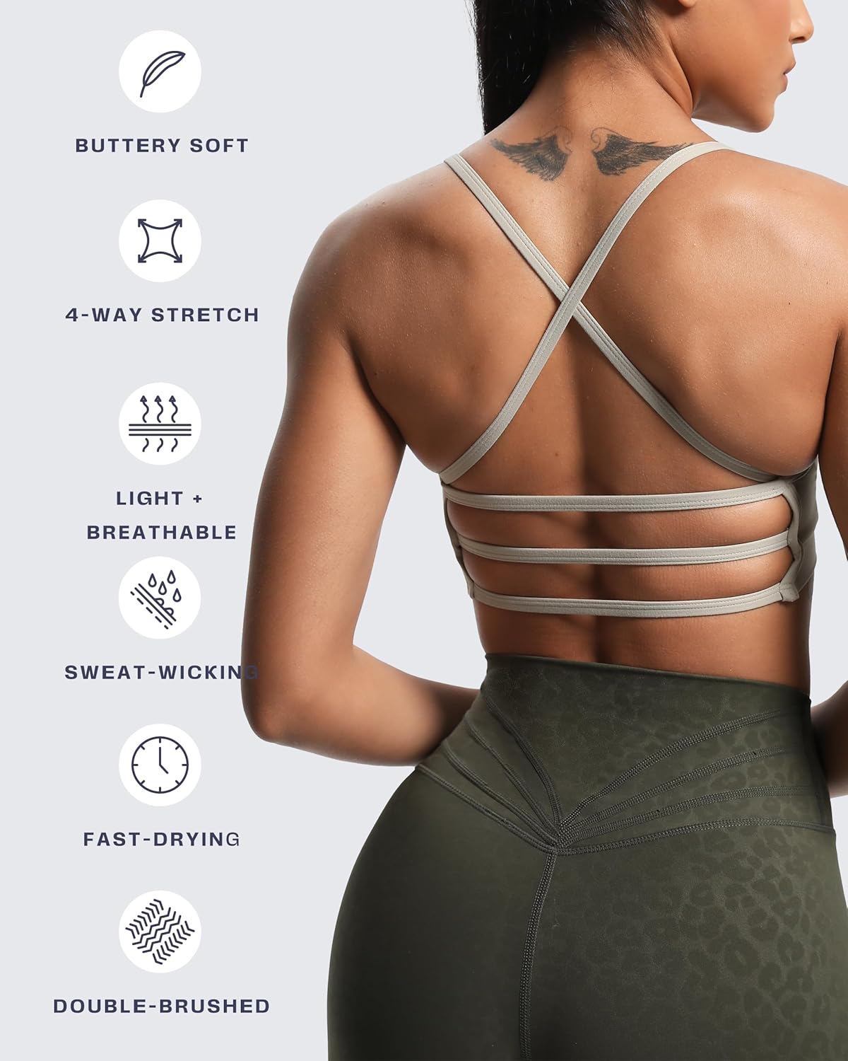 Aoxjox Women's Workout Sports Bras Fitness Amor Low Impact Bra Yoga Crop Tank - Image 4