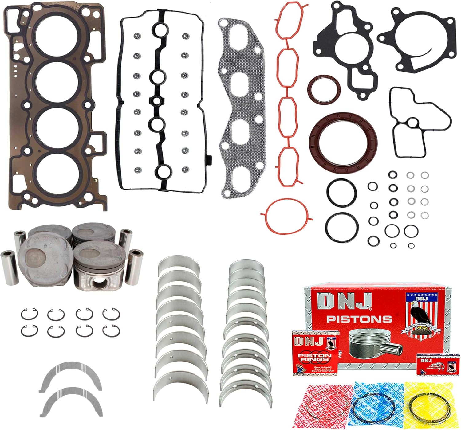 DNJ EK678 Engine Rebuild Kit for 2011-2017 Nissan Juke Sentra 1.6L L4 16V DOHC 1618cc