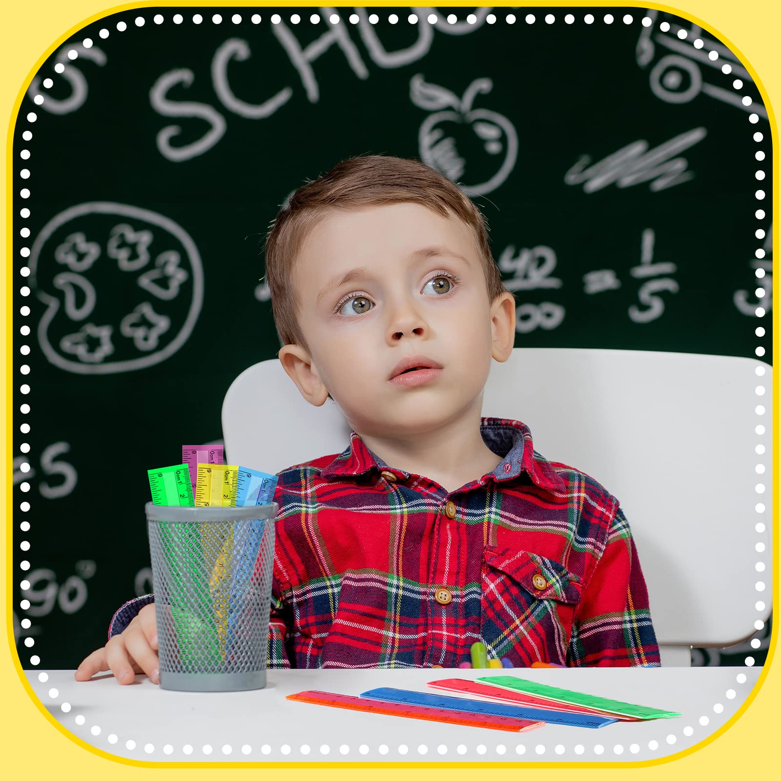 Confezione da 192 righelli trasparenti colorati per aule e bambini, righello colorato trasparente con pollici e centimetri, righelli metrici per scuola, casa e ufficio (15,2 cm)