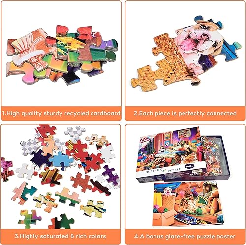 Miniatura 3 de HUADADA Rompecabezas para adultos de 1000 piezas, la habitación de las mascotas se entrelazan perfectamente con letra en la parte posterior sin