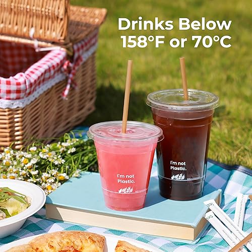 Miniatura 5 de Paquete de 200 popotes desechables biodegradables de 8 pulgadas envueltos individualmente, popotes 100% compostables a base de plantas, popotes