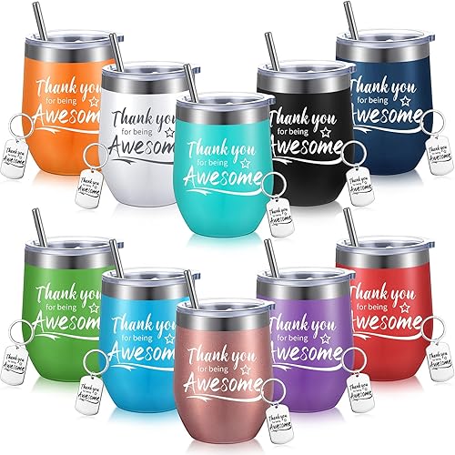 Miniatura 8 de Regalos de agradecimiento, vaso de vino con texto en inglés "Thank You for Being Awome", regalos de agradecimiento para mujeres, empleados y