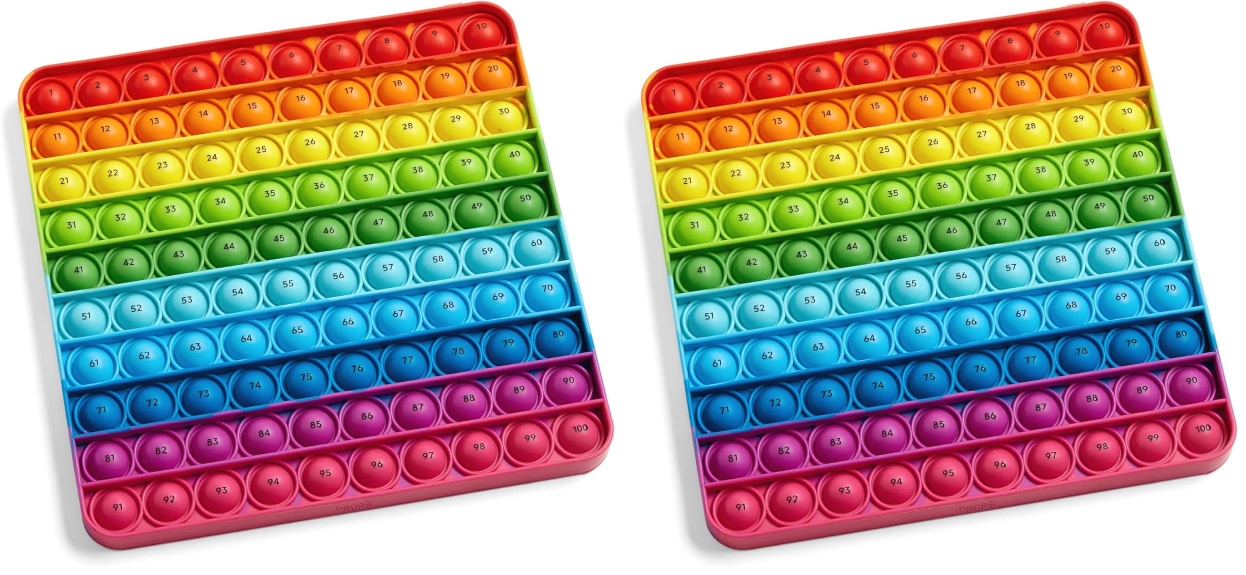 hand2mind Hundred Board Sensory Bubble Popper,Pop Fidget Toys for Kids,Multiplication Board,Math Manipulatives Kindergarten,Fine Motor Toys,Fidgets for Classroom,Calm Down Corner Supplies,(Pack of 2)