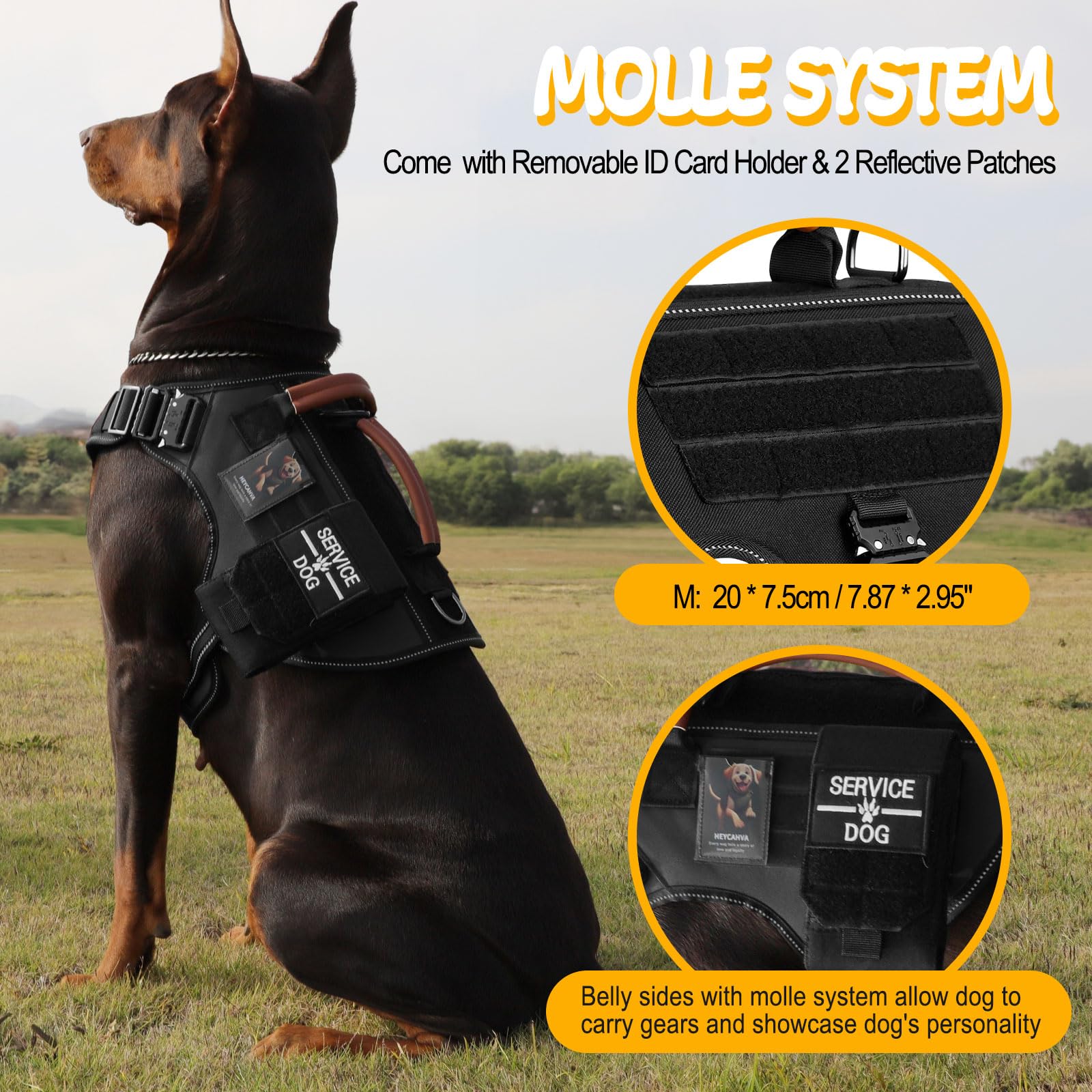 Arnés táctico para perros de servicio para perros medianos y grandes (negro, M)