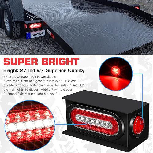 Miniatura 2 de LINKITOM Kit de 2 piezas de luces de remolque montadas por soldadura en cajas de acero con soporte para placa de matrícula de 6 pulgadas, luces LED