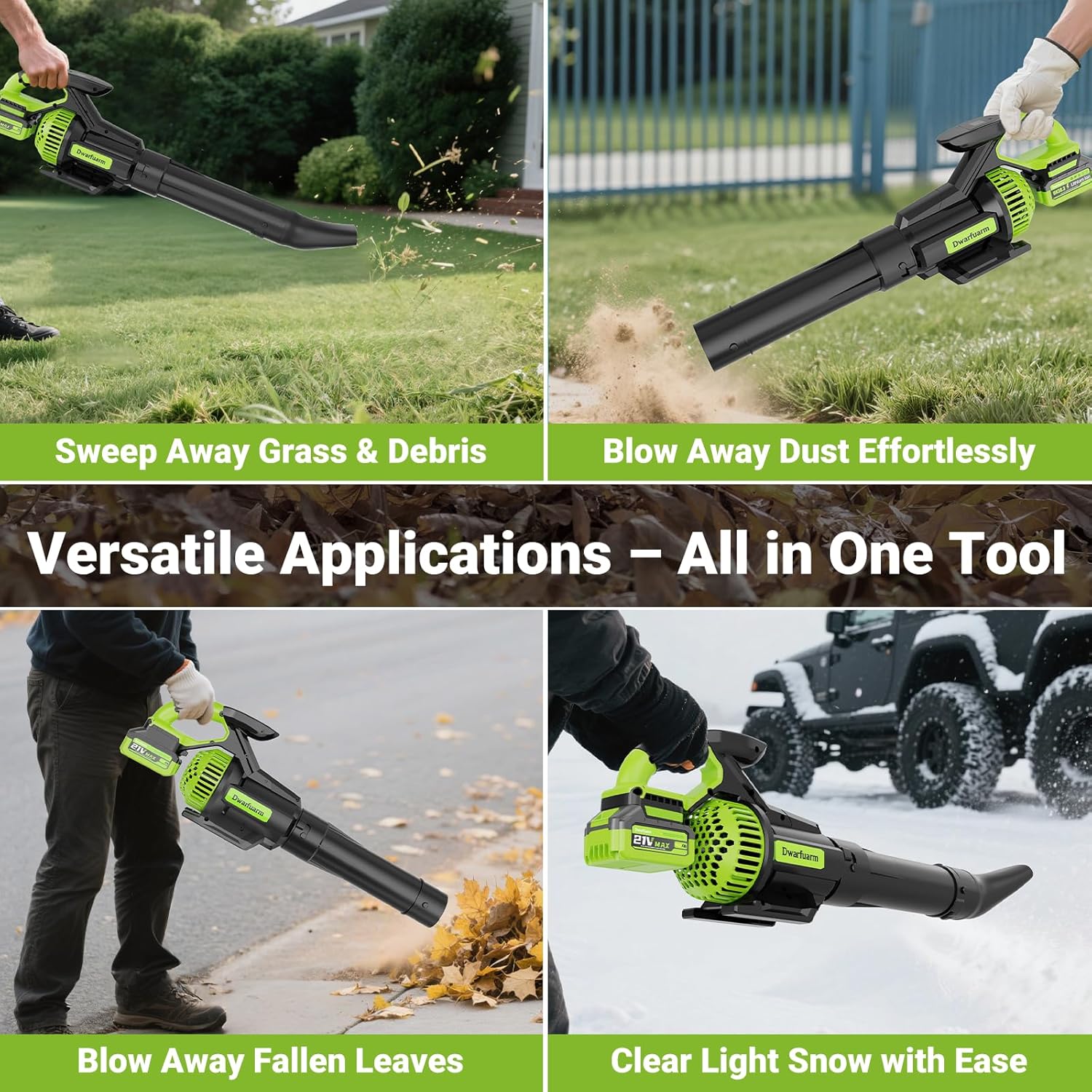 Cordless Leaf Blower with 715 CFM, 35,000 RPM Brushless Motor, Lightweight Electric Blower with LCD & 3-Speed Modes, Battery Powered with 2×4.0Ah Batteries & Charger for Lawn Care, Yard, Patio & Car - Image 7