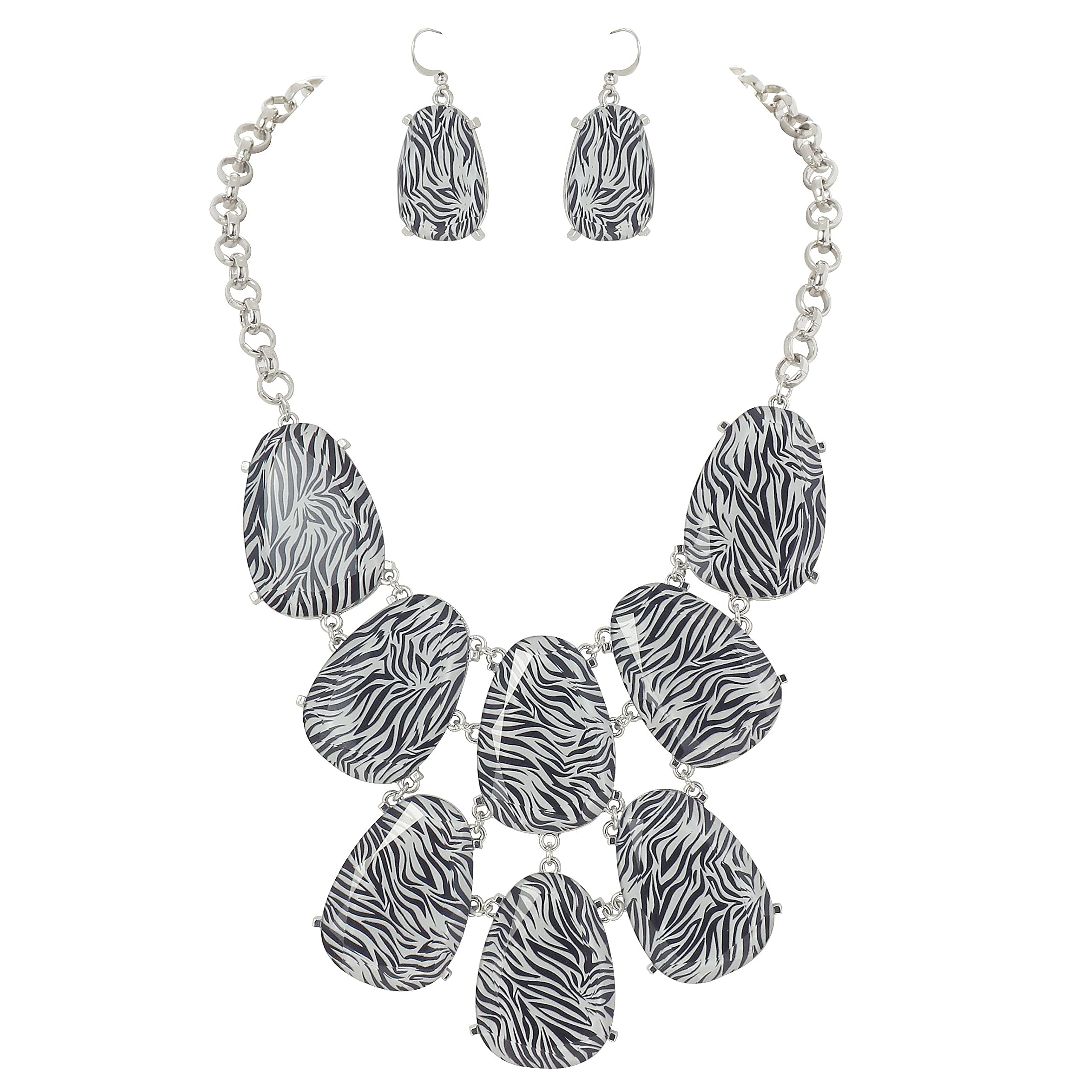 Firstmeet Chunky Bubble Statement Collar Necklace with Earrings for Women