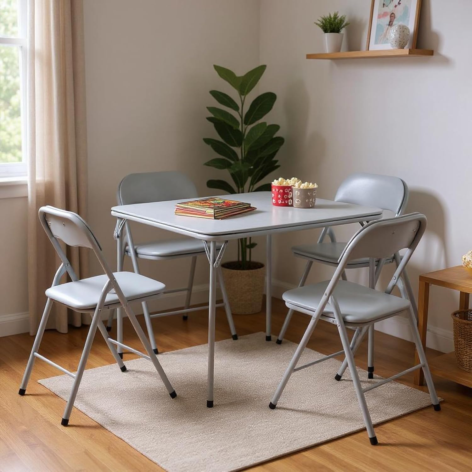 Homy Casa Folding Card Table – 33.9 Inch Square Metal Construction for Indoor & Outdoor Games and Recreation (5-Piece G) image 2 of 9 B0FKMCBY2H