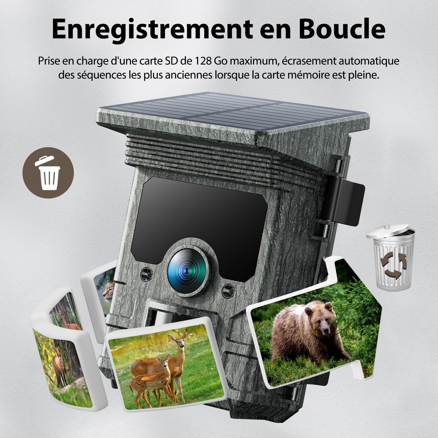 VOOPEAK Camera de Chasse Solaire - 4K UHD 85MP Camera de Chasse WiFi Bluetooth Rechargeable, Caméra Chasse Vision Nocturne Infrarouge Activée par Mouvement Temps de Déclenchement 0,1s Étanche IP66