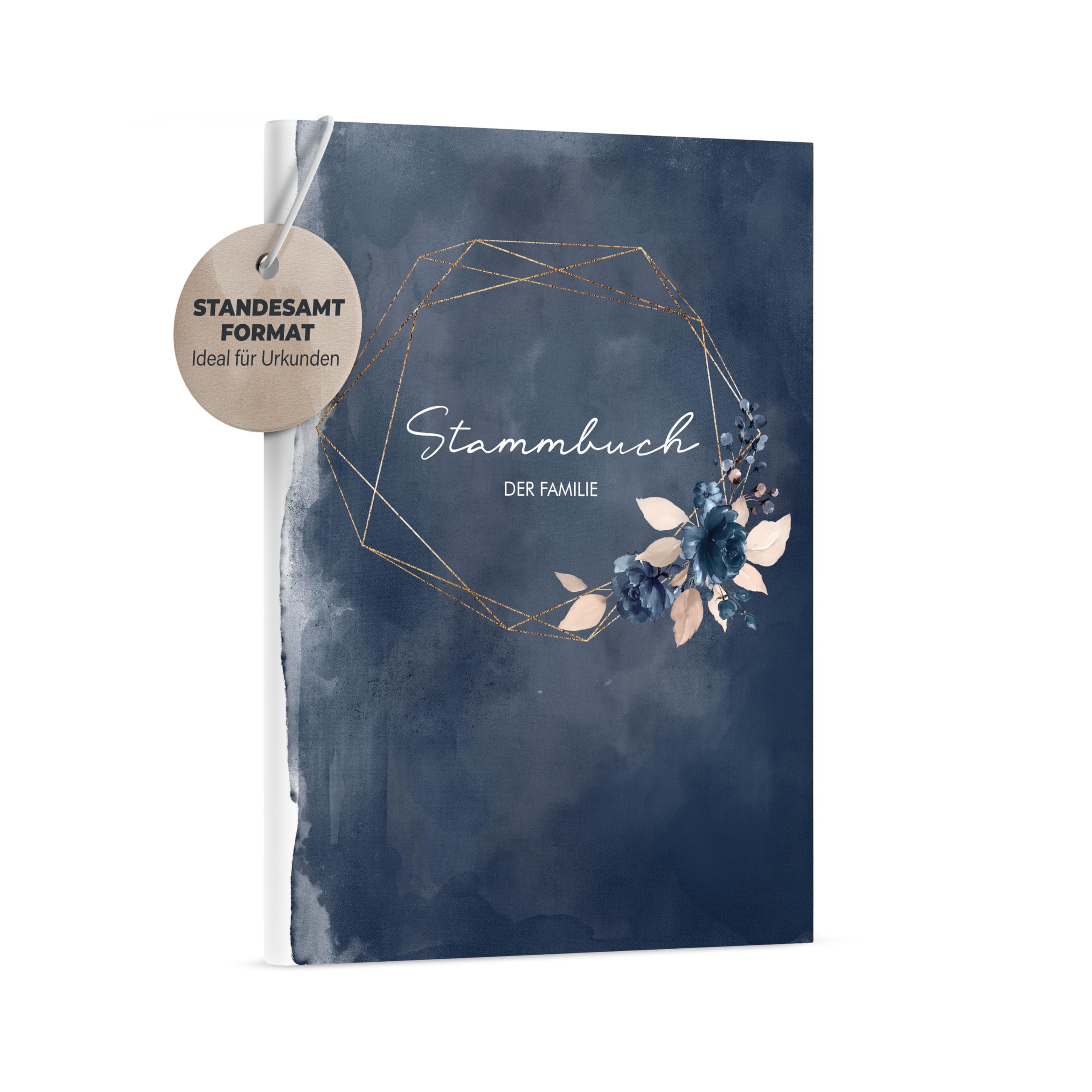 Stammbuch zur Hochzeit Standesamt - Stammbuch der Familie - Familienstammbuch inkl. Einleger - Watercolor Breeze Blau - 16x21 cm