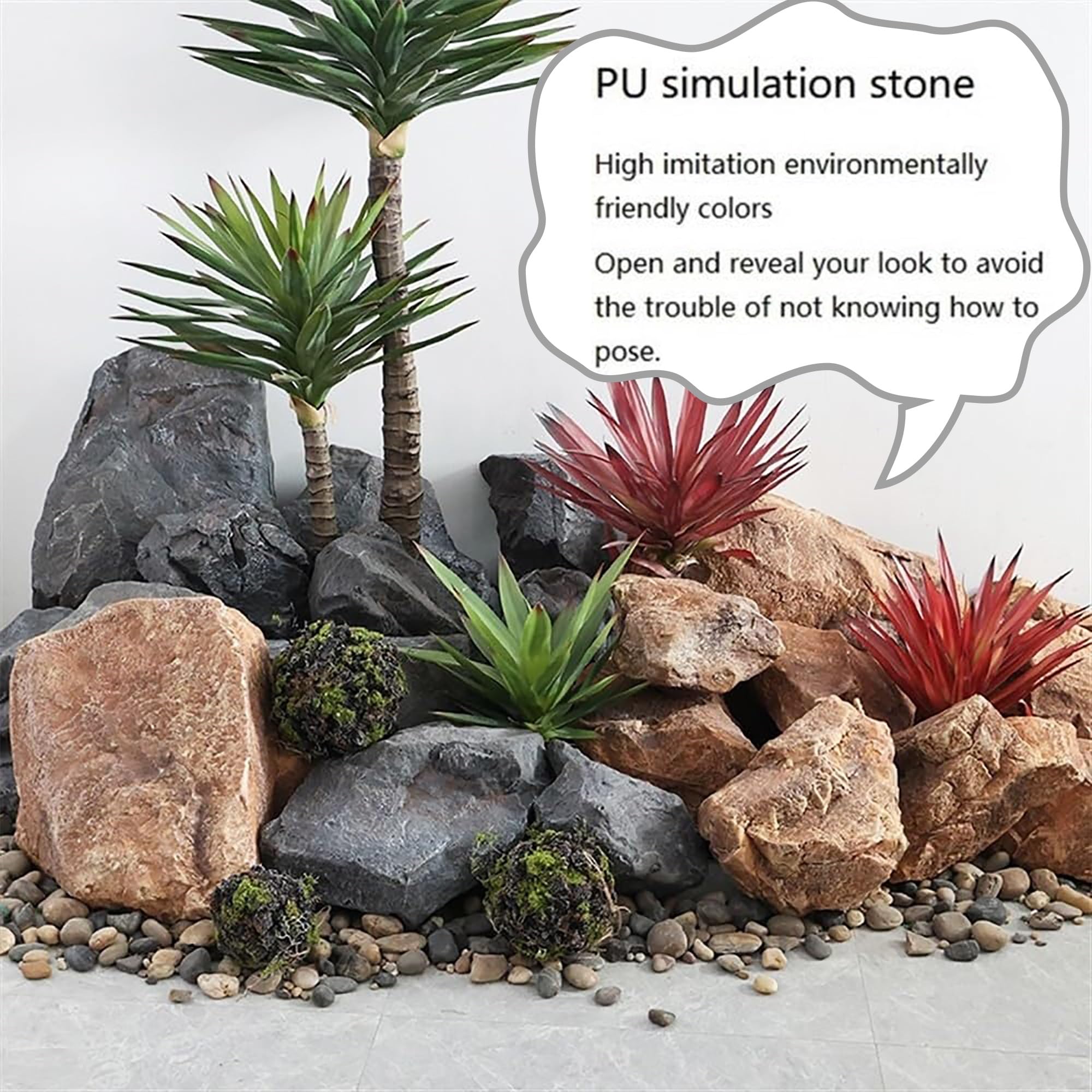 Boulder artificiale per esterni, copertura in finta roccia, schiuma di poliuretano con texture naturale realistica per prati, giardini, acquari