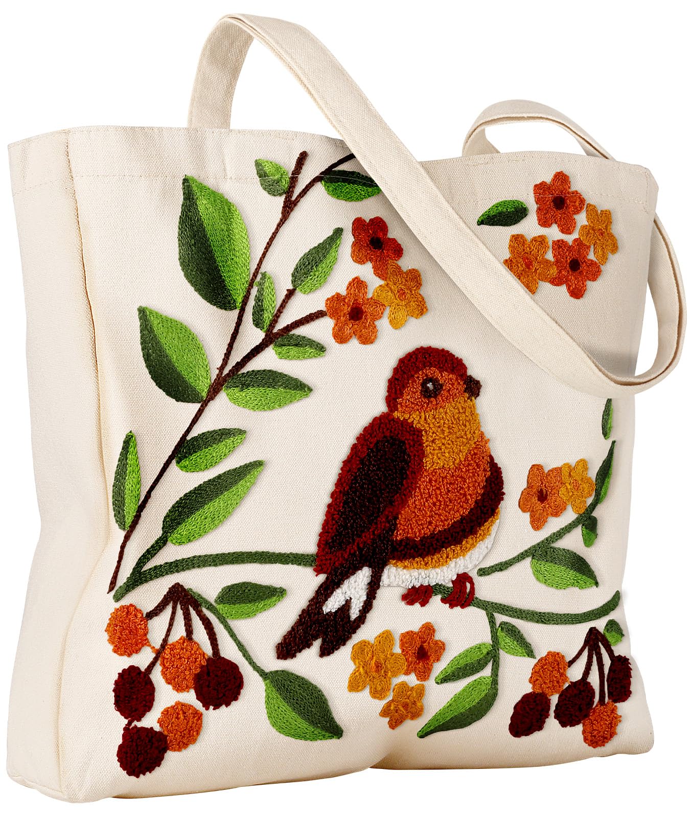 Miss Adola Aesthetic Embroidery Tote Bag for Women - Reusable Canvas Cute Shoulder Bag for Shopping, Grocery, Work, Book