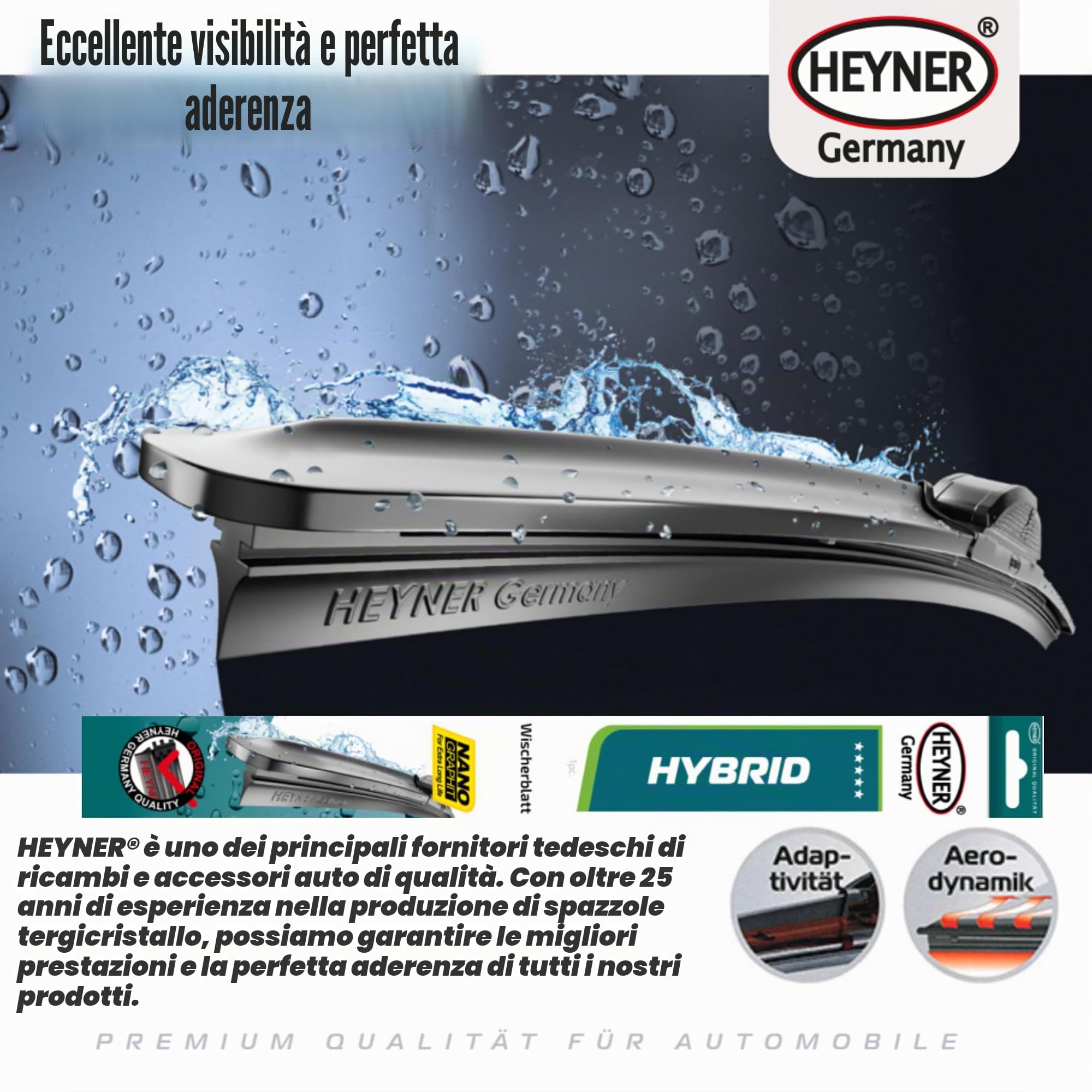 Heyner Set di spazzole tergicristallo anteriori e posteriori ibride per Hyundai Tucson 2021-2023 HH2616ST11O