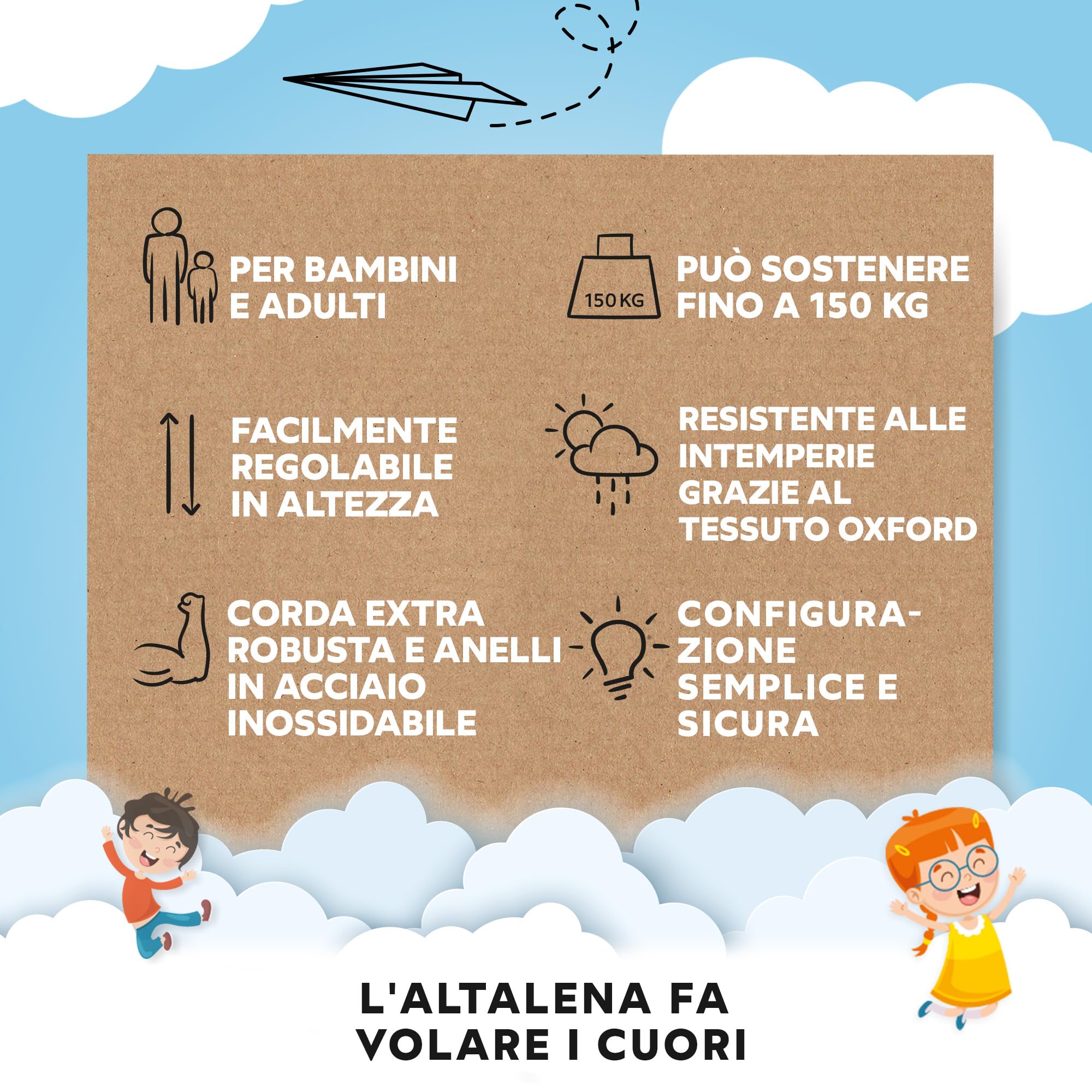 GO!elements altalena a nido | altalena rotonda per bambini | altalena per bambini & altalena adulti regolabile in altezza fino a 150 kg di capacità | Dimensioni: ø 80 cm, Colore: Blu