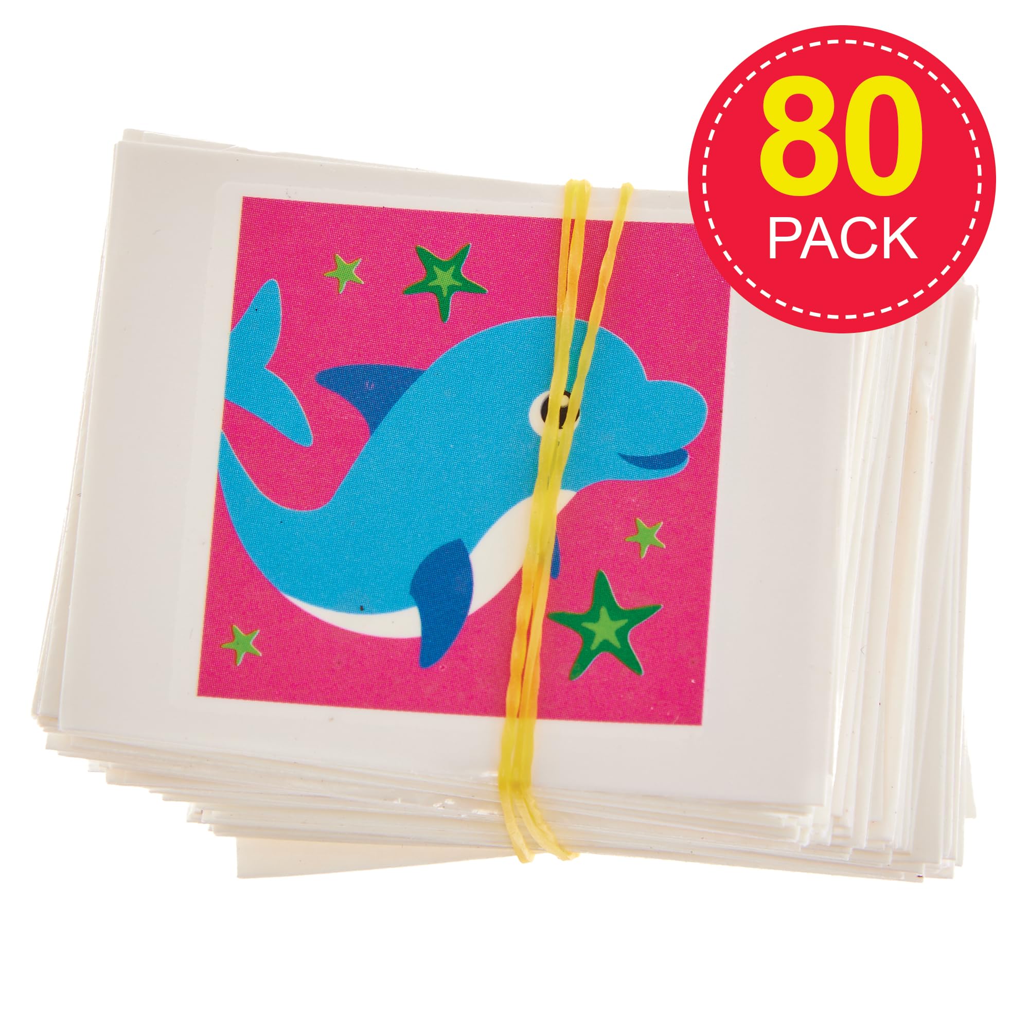 Baker Ross FX687 Sealife Tattoos - Pack of 80, Temporary Tattoos for Kids Party Bag Gifts, Toys for Kids, Multicolour, Small - Image 2