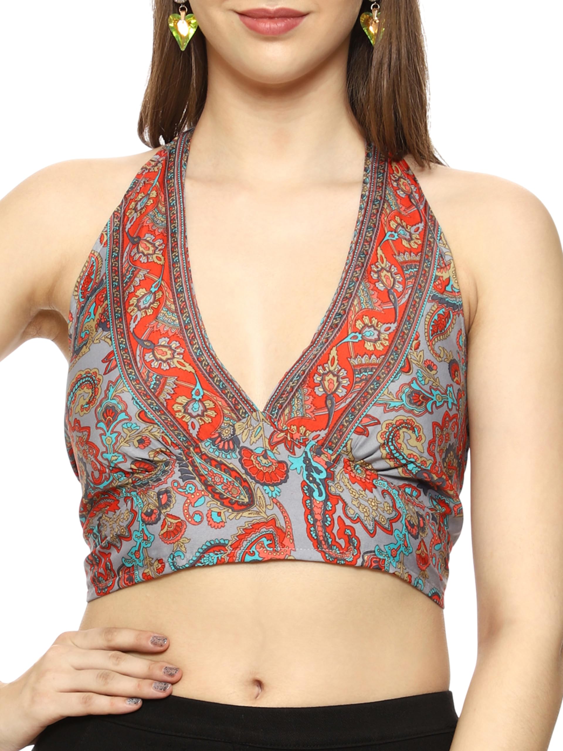 KE KanhaExports Kanha Exports Introduces Women's Sexy Sleeveless Racer Back Halter Neck Bodysuit Tank Tops: Perfect for Summer!