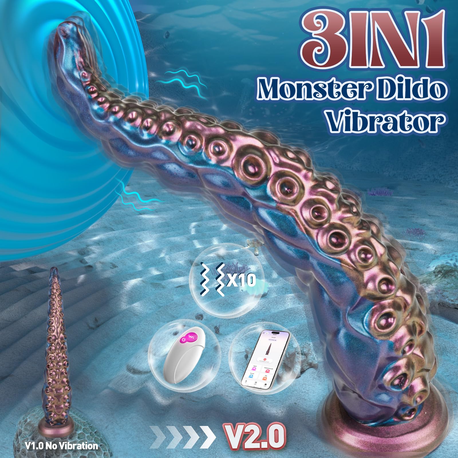 Vibrator Tentacle Dildo Sex Toy - COKARAGE 14.6'' Monster Anal Dildo Fantasy Dildos App & Remote Control Multi-Vibrations, Suction Cup U & G-spot Dildo Vibrators, Long Dildos Adult Sex Toys & Games: BluePurple-14.6''Vibrator