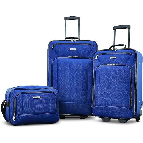 American Tourister Fieldbrook XLT Softside Upright Luggage, Navy, 3-Piece Set (BB/21/25)