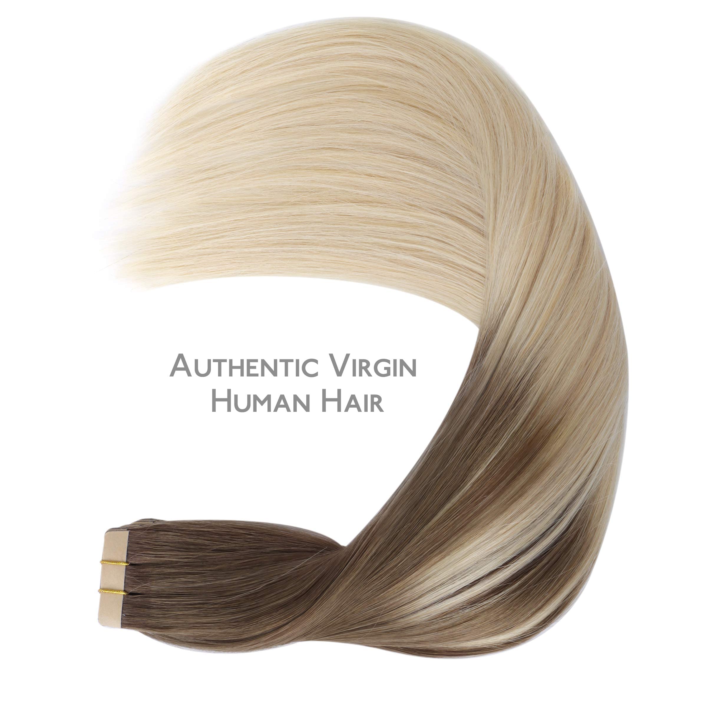 WENNALIFE Extensiones Adhesivas Pelo Natural, 35cm 50g 20 Piezas, Rubio Platino Extensiones de Pelo Humano Mujer Remy Extensiones Cinta Adhesivas Tape — view 5