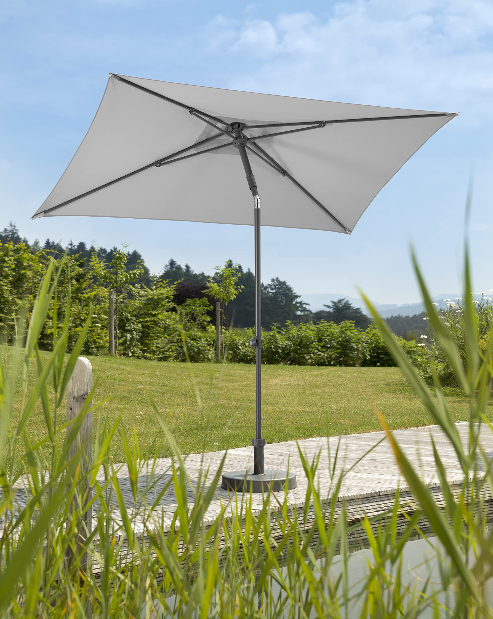 Schneider-Schirme Ombrellone Sevilla, grigio argento, 240 x 140 cm, rettangolare, 667-14, telaio in acciaio, rivestimento in poliestere, peso 4,6 kg