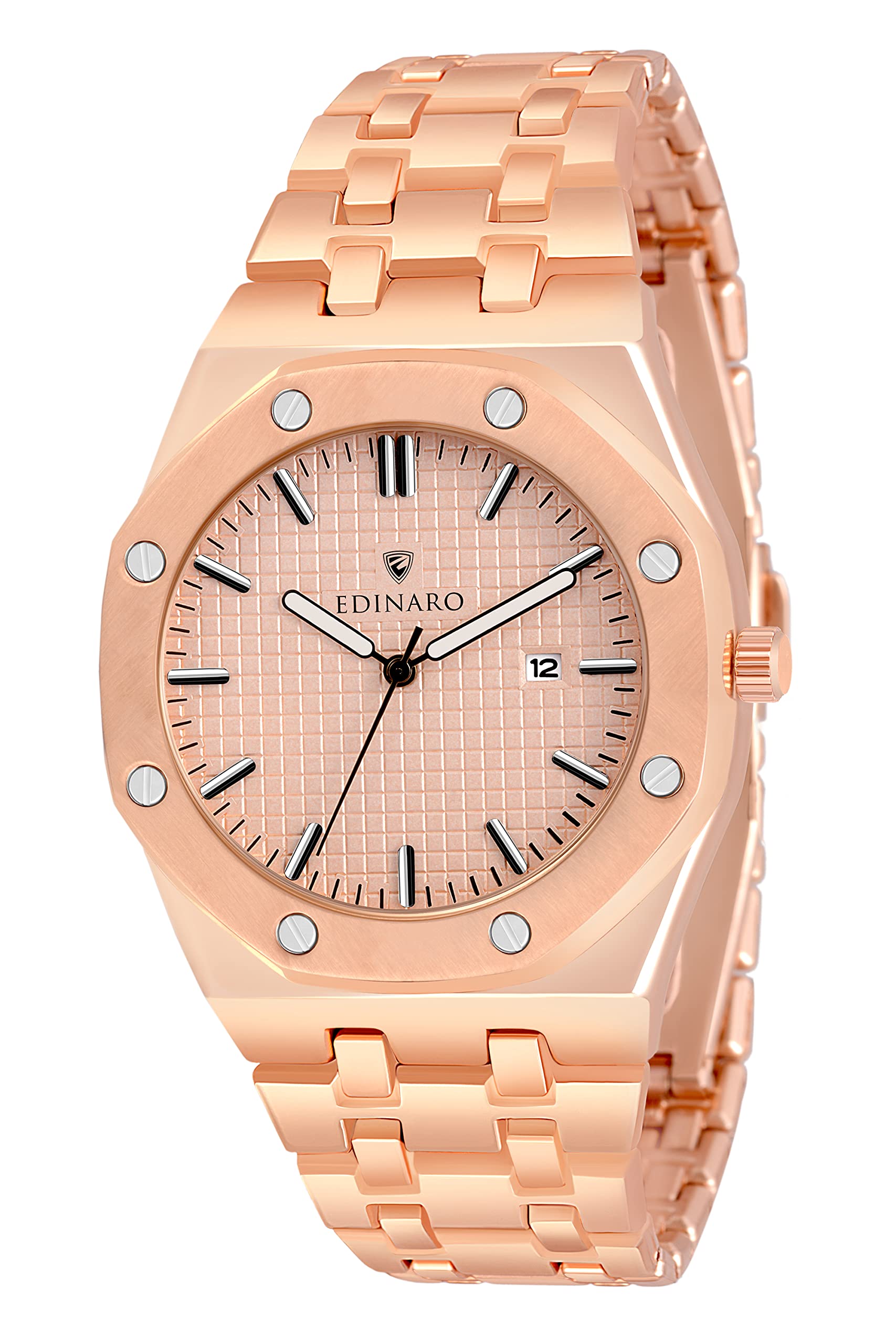 EDINARO Analog Rosegold Dial & Rosegold Bracelet Chain Matte Finish Wrist Watch for Men & Boys (ED-730M) (B097HJ5WW5) Amazon Price History, Amazon Price Tracker